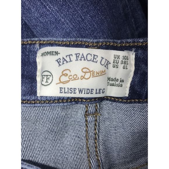 Fat Face UK Eco Denim Elise Wide Leg High Rise Jeans Size 6L - Picture 6 of 8